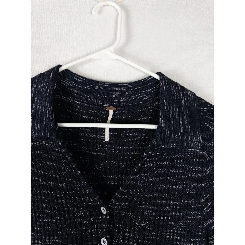 Free People Sweater Dress Small Womens Boho Ruffle Flare V Neck Rayon Blend Knit